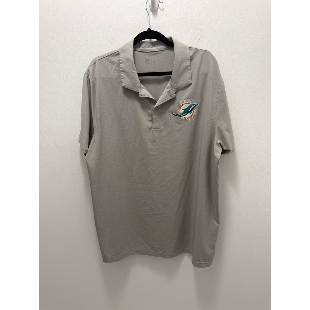 Nike Dri-FIT Miami Dolphins NFL Polo Shirt Mens XL Grey Short Sleeve Performance
